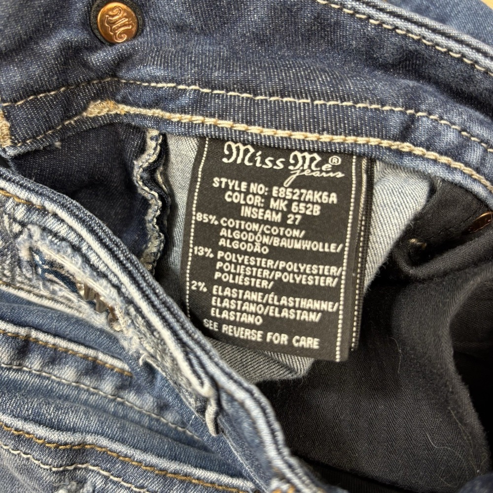 Miss Me Signature Ankle Skinny Jeans Size 29 Y2K Distressed Embroidered - Picture 9 of 10